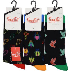 Funny Feet socks - Happy birds kousen - cadeau - grappige sokken - 3 paar - Naadloos - Maat 39-42