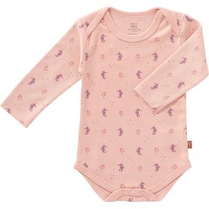 Fresk Romper met Lange Mouwen – 0-3 m – Kraamcadeau Babykleding – Biologisch Katoen – Roze – Seahorse