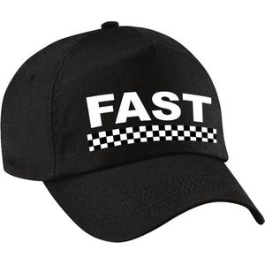 Fast / finish vlag verkleed pet zwart voor dames en heren - Racing team baseball cap - carnaval / kostuum