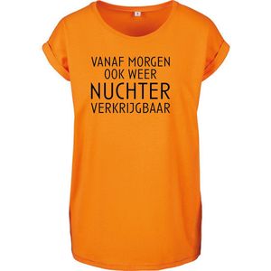 T-Shirts Dames Nuchter-Oranje - Zwart-S