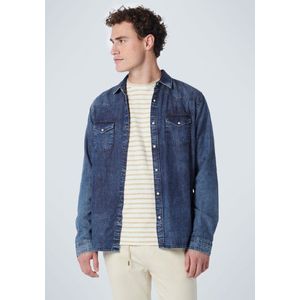 No Excess Mannen Lange Mouw Denimshirt Rook Blauw S