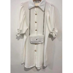 Oversized blouse / jurk + tasje | wit | one size