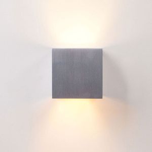 Wandlamp vierkant met verstelbare lichtbundel | 1 lichts | grijs / staal | aluminium / metaal | 9,5 x 9,5 x 9,5 cm | wandlamp / muurlamp | modern / strak / robuust design