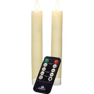 Anna's Collection LED dinerkaarsen - 2x st - ivoor wit - 18 cm - met afstandsbediening