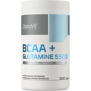 OstroVit - BCAA + Glutamine - 5500 mg - 300 capsules - Voordeel verpakking - aminozuren (BCAA) en L-glutamine - aminozuren ter ondersteuning van spieropbouw, herstel en uithoudingsvermogen.