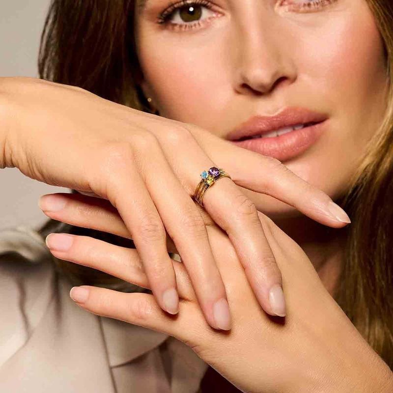 Ring Blauw Topaas 3,5 Mm 14K Geelgoud