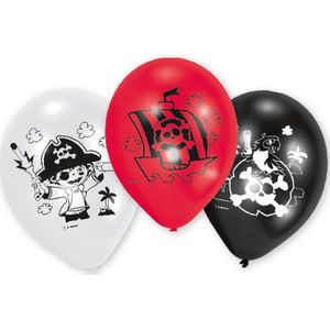 Amscan Ballonnen Pirate 23 Cm Wit/zwart/rood 6 Stuks