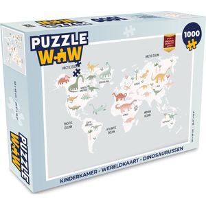Puzzel Kinderkamer - Wereldkaart - Dinosaurussen - Legpuzzel - Puzzel 1000 stukjes volwassenen