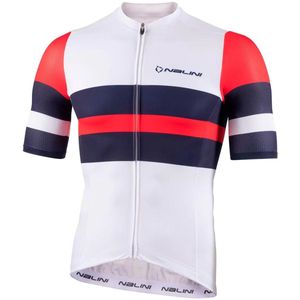 Nalini - Heren - Fietsshirt - Korte mouwen - Wielrenshirt - Zomer - LINEAR JERSEY - WHITE/RED/BLUE - 4XL