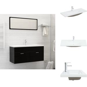 vidaXL Gootsteen - Gootstenen - Wastafel - Wastafels - Inbouwwastafel met kraan 101x39x18 cm keramiek wit