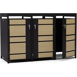 Blumfeldt Binsafe Containerbox - Opberger - 3 Afvalbakken - Weerbestendig - Beplantbaar - Esdoorn