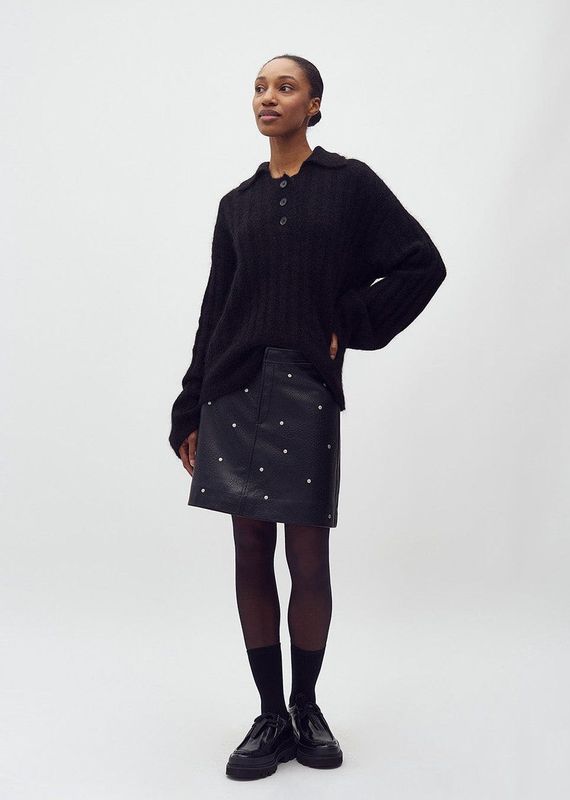 MbyM - Altari-M - Minirok - Zwart - A-lijn met Zilverkleurige Studs