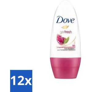 Dove - Deodorant - Roll-on Go Fresh Granaatappel - Frisse geur - 50 ml - Voordeelverpakking - 12 stuks