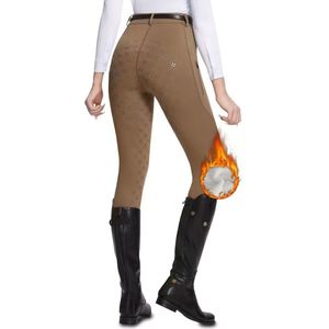 Rijlegging met siliconen grip - full seat - fleece gevoerd - rijbroek - khaki - maat L