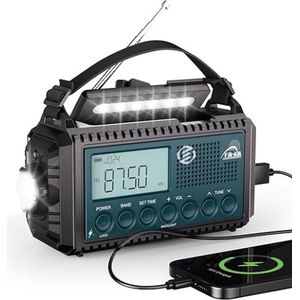 Equivera Noodradio - Noodradio - Emergency Radio - Survival Radio - Oorlog Radio - Opwindbare Radio - Solar Opwindbaar - Radio voor Rampen - SOS Alarm - Noodradio op Batterij - Draagbare Radio - AM/FM-Radio - Oplaadbare Batterij - Noodlader Telefoon