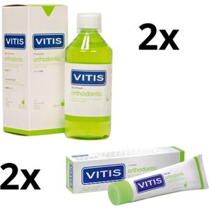 Vitis Orthodontic Voordeelpakket - 2x Mondwater + 2x Tandpasta
