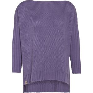 Knit Factory Kylie Gebreide Dames Trui - Trui dames winter - Pullover dames - lange mouw - Wintertrui - Damestrui - Boothals - Violet - Paars - 36/44
