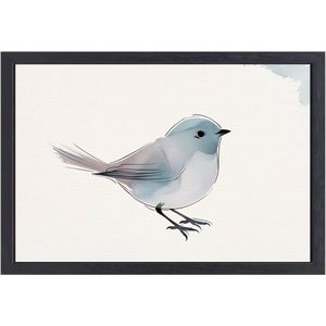 Minimalistisch vogelontwerp in aquarel - Vogel canvaskunst - Kunstwerk dieren - Aquarel - Canvas met baklijst - Muurdecoratie modern - canvas met baklijst 60x40 cm