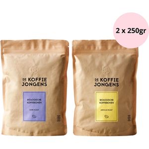 De Koffiejongens - Proefpakket - Medium Roast en Dark Roast - biologische koffiebonen - 2x250 gram