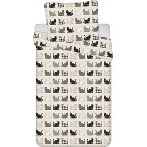 Sweet Home Dekbedovertrek Katten - Eenpersoons - 140 x 200 cm - Teddy Fleece