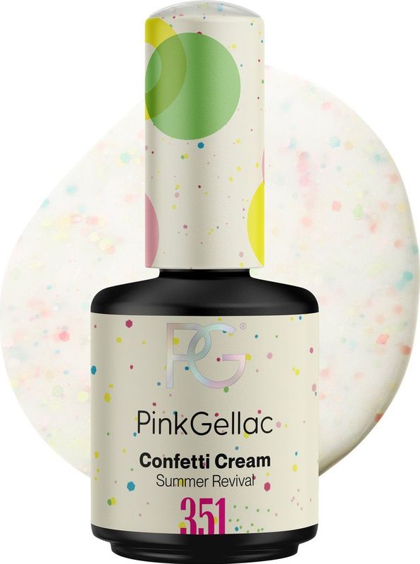 Pink Gellac - 351 Confetti Cream - Gellak - 15ml - Witte Gel Nagellak
