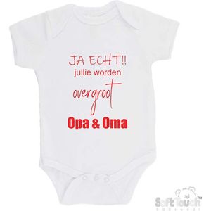 100% katoenen Romper ""JA ECHT!! jullie worden overgroot Opa & Oma"" Jongens Katoen Wit/rood Maat 56/62