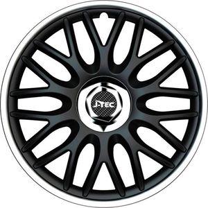 J-Tec Wieldoppen 15 inch Orden R zwart/zilver - chroom ring