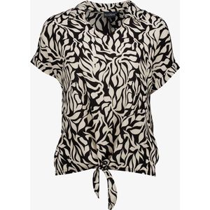TwoDay dames blouse zwart met print en knoop - Maat M