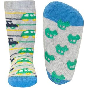 Ewers antislip sokken auto grijs blauw groen geel gestreept