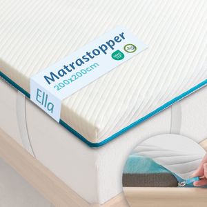 Ella® Topper Matras 200x200 cm - Topdekmatras - Matrastopper - 2 laags, Gel Infused Traagschuim & Aircell-schuim - Medium Hardheid