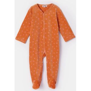 Woody kruippakje baby meisje velours - oranje - sterretjes all-overprint - 252-10-BPG-V/958 - maat 62