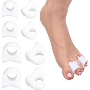Teenafstandhouders 8 stuks roze-teenslippers met 2 maten voor hamerteen overlappende tenen lusteenspreider voor dames en heren comfortabele eeltknobbelcorrector en afstandhouder (wit 2 l)