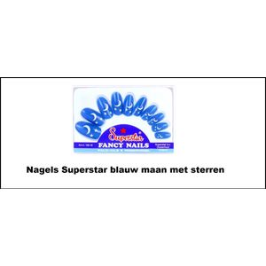 Nagels Superstar blauw maan met sterren - Festival thema feest fun plak nagel feest