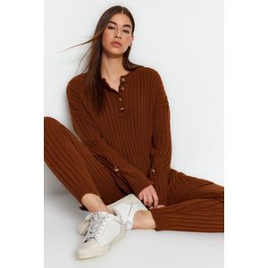 Trendyol Zwarte Gebreide Set Met Knoopdetail En Top