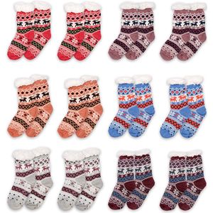 Clayre & Eef Kerstsokken set van 12 one size Meerkleurig Synthetisch Herten