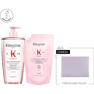 Kérastase Genesis Voordeelverpakking + Cadeau - Shampoo 500ml & Navulling 500ml + Flatpouch Cadeau - Anti-Haaruitval