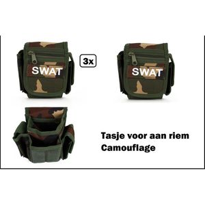 3x Camouflage tasje voor aan riem - Thema feest festival party feest optocht army leger