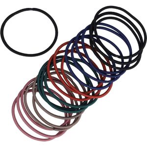 Haarsoires Haarelastieken basic - Dun zonder metaal - Zwart rood paars groen blauw bruin - Set van 20 - Eenvoudige Haar Elastieken voor Dagelijks Gebruik