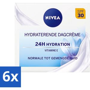 6 x NIVEA - Essentials Dagcrème - Hydraterende Gezichtscrème - Normale tot gemengde huid - SPF 30 - Met Vitamine E & Lotusextract - 50 ml - NIVEA Dagcrème - Hydraterende Dagcrème - Dagcrème Voor Normale Huid - Dagcrème Met SPF - Vitamine E Dagcrème