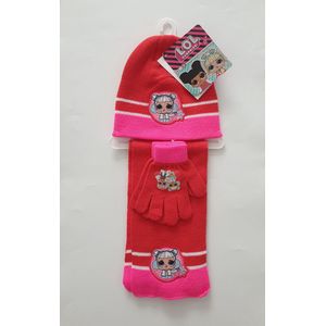 LOL Surprise - LOL -  Sjaal - Muts - Handschoenen - Set van 3 -  Leeftijd 5-7 jaar - Roze