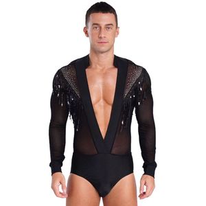 Heren Bodysuit Mesh - Clubwear - Mannen Lingerie - Glitter - Shirt - Sexy