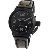 TW Steel TWCS116 Canteen Heren Horloge - Mineraalglas - Staal/Leer - Grijs/Zwart - 45 mm breed - Automatisch - Gesp - 10 ATM (zwemmen)