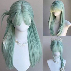 Pruiken vrouw, lange rollen geverfd synthetische hele top, meerkleurige pruiken, golven lange krullend haar pruiken, fantasie stijl, volledig wave kapsel, partij, stijl 6