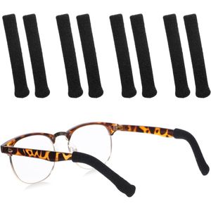 Zachte elastische oorkussens voor brillen - 4 paar - Antislip nylon armkussens - Zwart