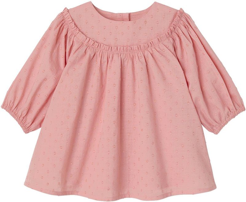 Plumetis - Geboortejurk - Rozen - 100% Katoen - Lange Mouwen