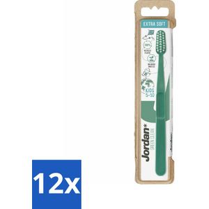 12 x Jordan - Tandenborstel - Green Clean - Extra Soft - 5 tot 10 Jaar - Kinder Tandenborstel - Tandenborstel Voor Kinderen - Duurzame Tandenborstel - Milieuvriendelijke Tandenborstel - Biologische Tandenborstel