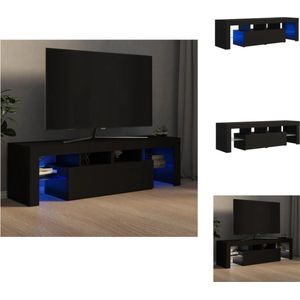 vidaXL TV-meubel - LED-verlichting - 140 x 36.5 x 40 cm - Zwart - Bewerkt hout - Kast