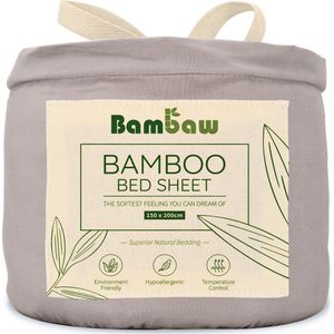 Bamboe Hoeslaken | 2-Persoons Eco Hoeslaken 150cm bij 200cm | Grijs | Luxe Bamboe Beddengoed | Hypoallergeen Hoeslaken | Puur Bamboe Viscose Rayon Hoeslaken | Ultra-ademende Stof | Bambaw
