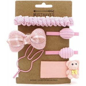Haarspeldjes meisje - kinder haarspeldjes set - 6 delig - roze - haar accessoires - roze speldjes