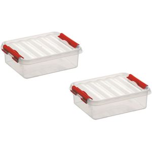 5x stuks sunware Q-Line opbergboxen/opbergdozen 1 liter 20 x 15 x 6 cm kunststof - Platte opslagboxen